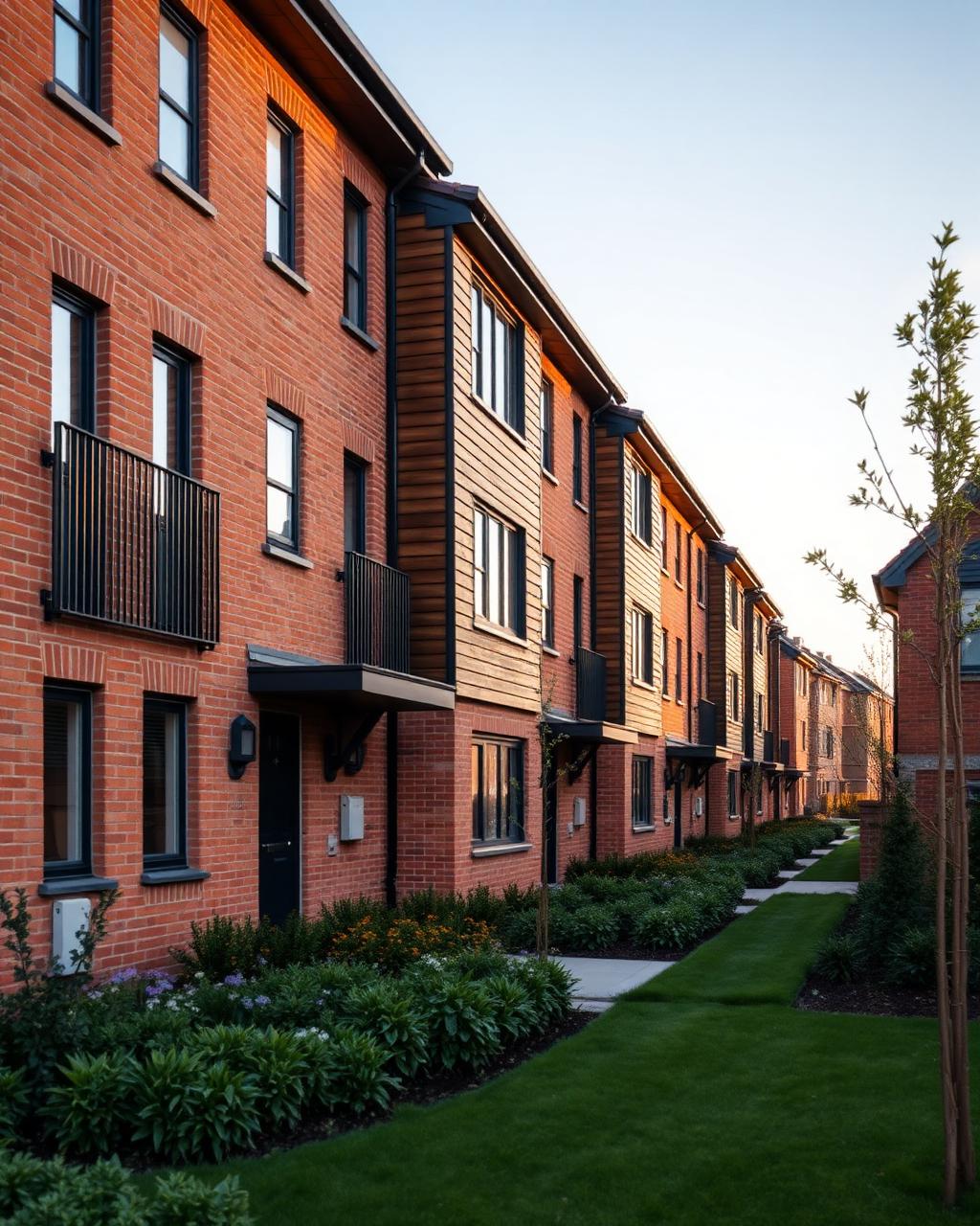 Sustainable UK residential investment portfolio at golden hour