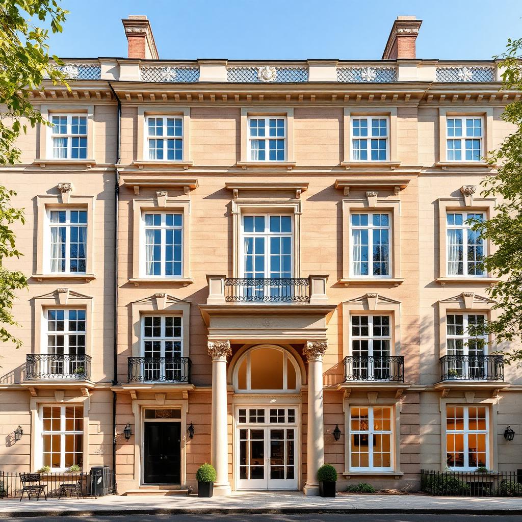 Elegant private residential building with classical stone facade